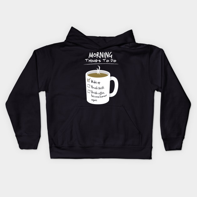 First coffee then human Kids Hoodie by samuray